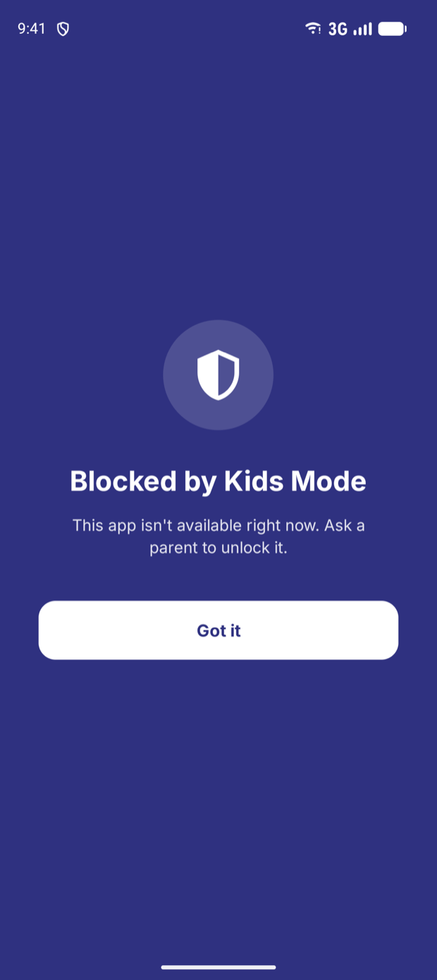 The blocked screen a child sees